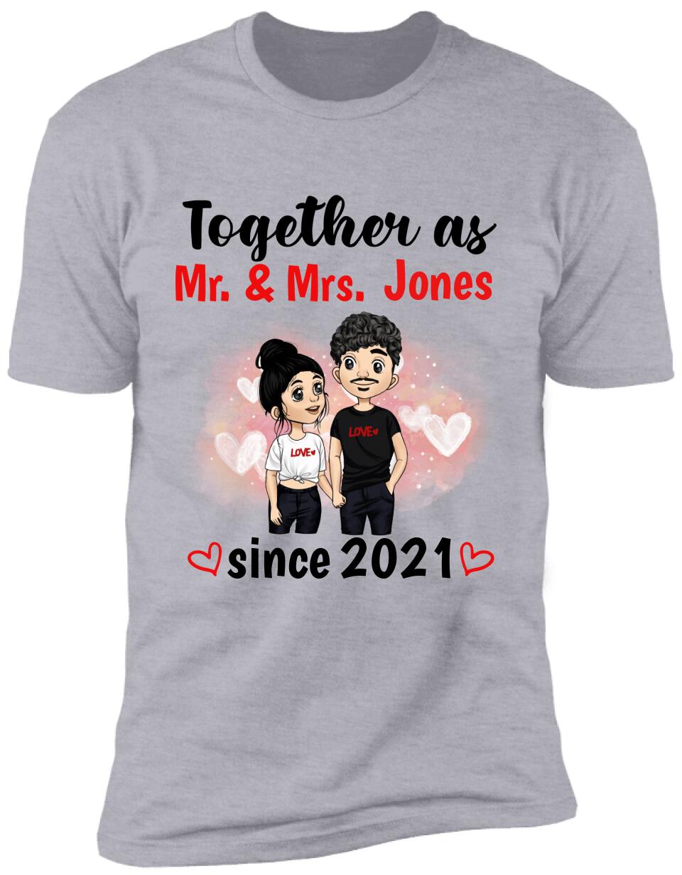 Together As Mr & Mrs, Anniversary Gifts - Personalized T-Shirt