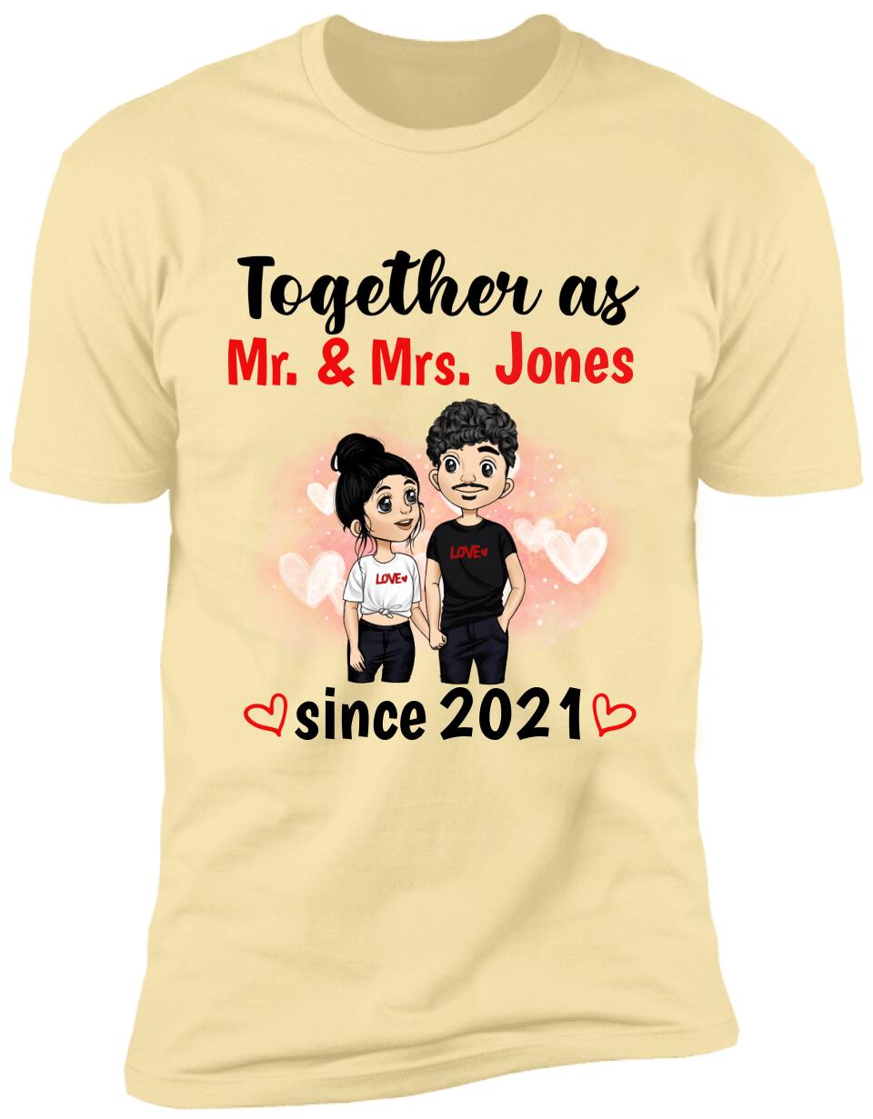 Together As Mr & Mrs, Anniversary Gifts - Personalized T-Shirt