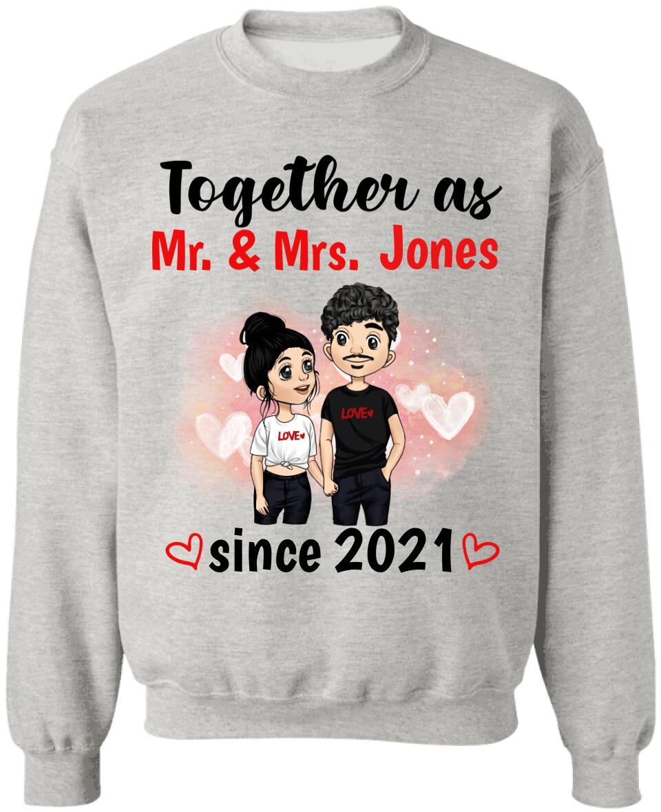 Together As Mr & Mrs, Anniversary Gifts - Personalized T-Shirt