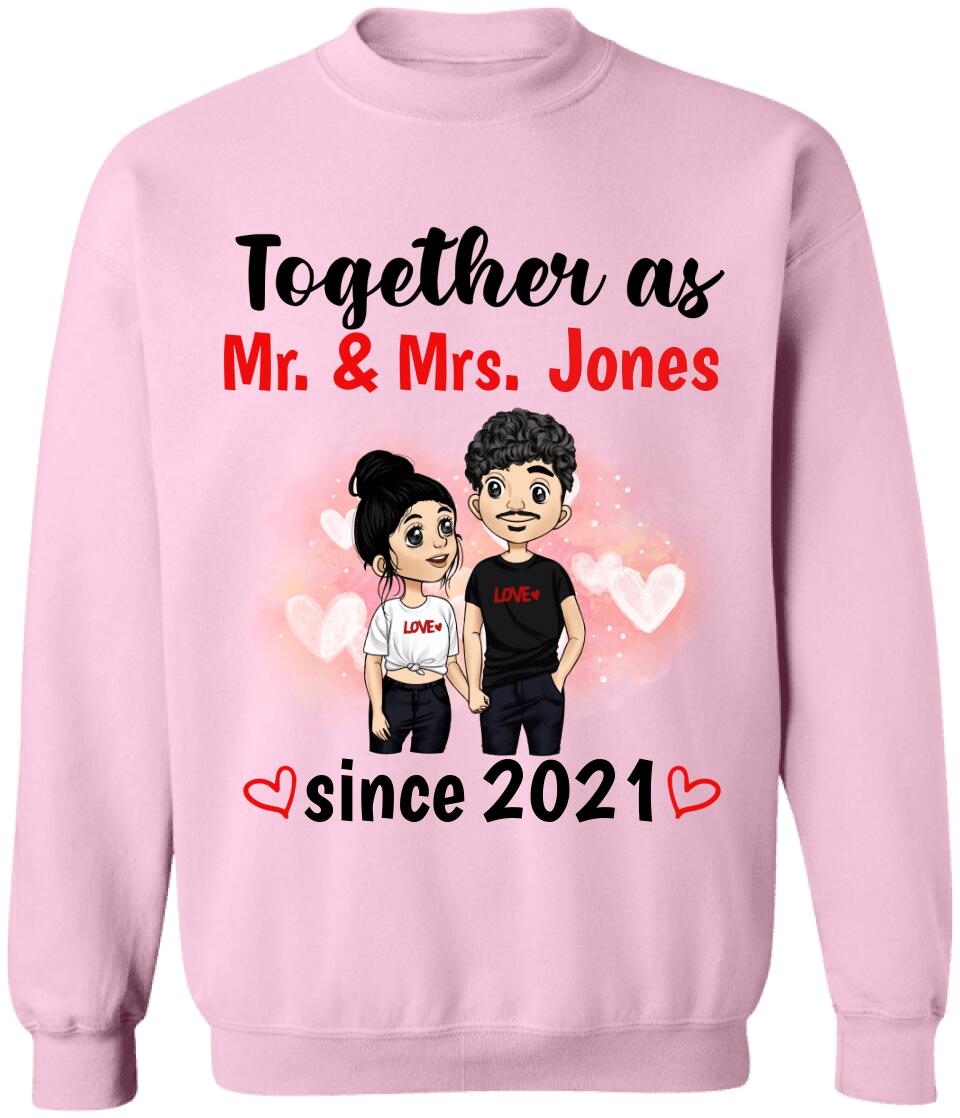 Together As Mr & Mrs, Anniversary Gifts - Personalized T-Shirt