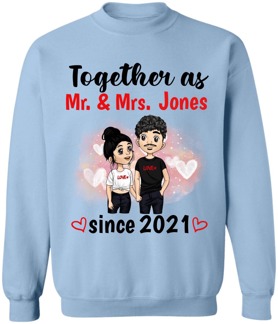 Together As Mr & Mrs, Anniversary Gifts - Personalized T-Shirt