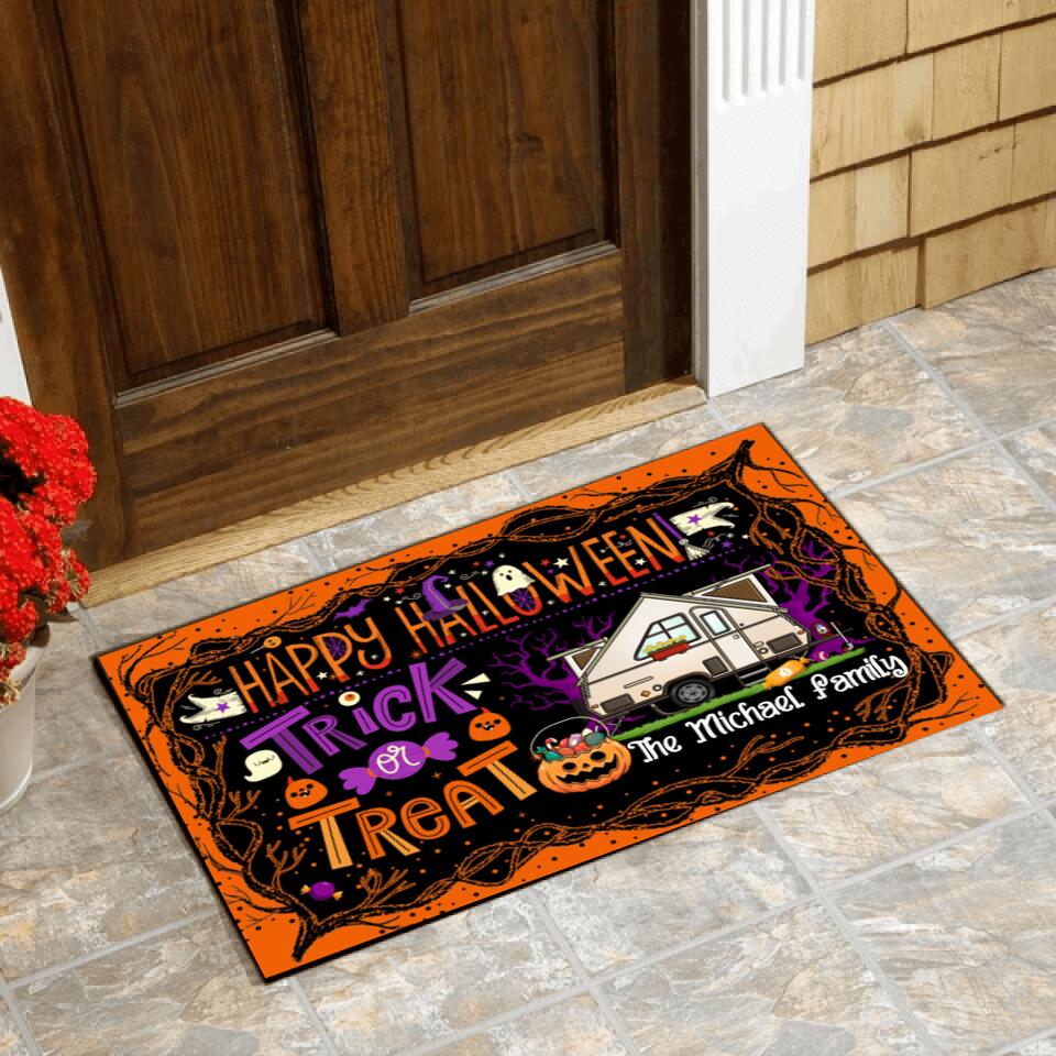 Happy Halloween Trick Or Treat Camping - Personalized Doormat