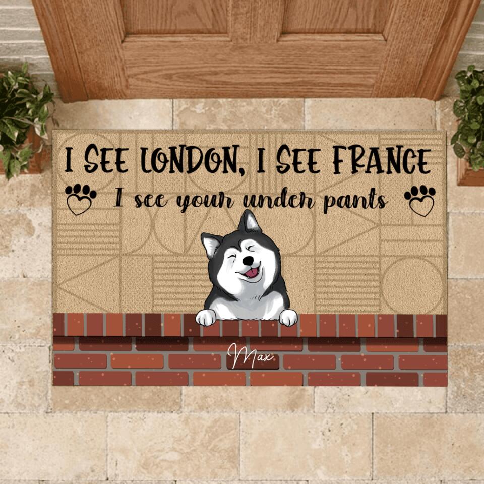 I See London, I See France Funny Gift For Dog Lovers - Personalized Doormat