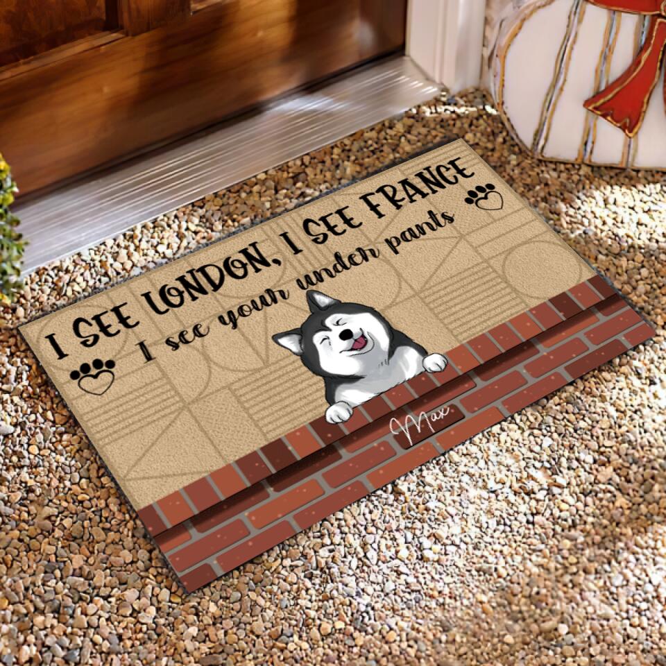 I See London, I See France Funny Gift For Dog Lovers - Personalized Doormat