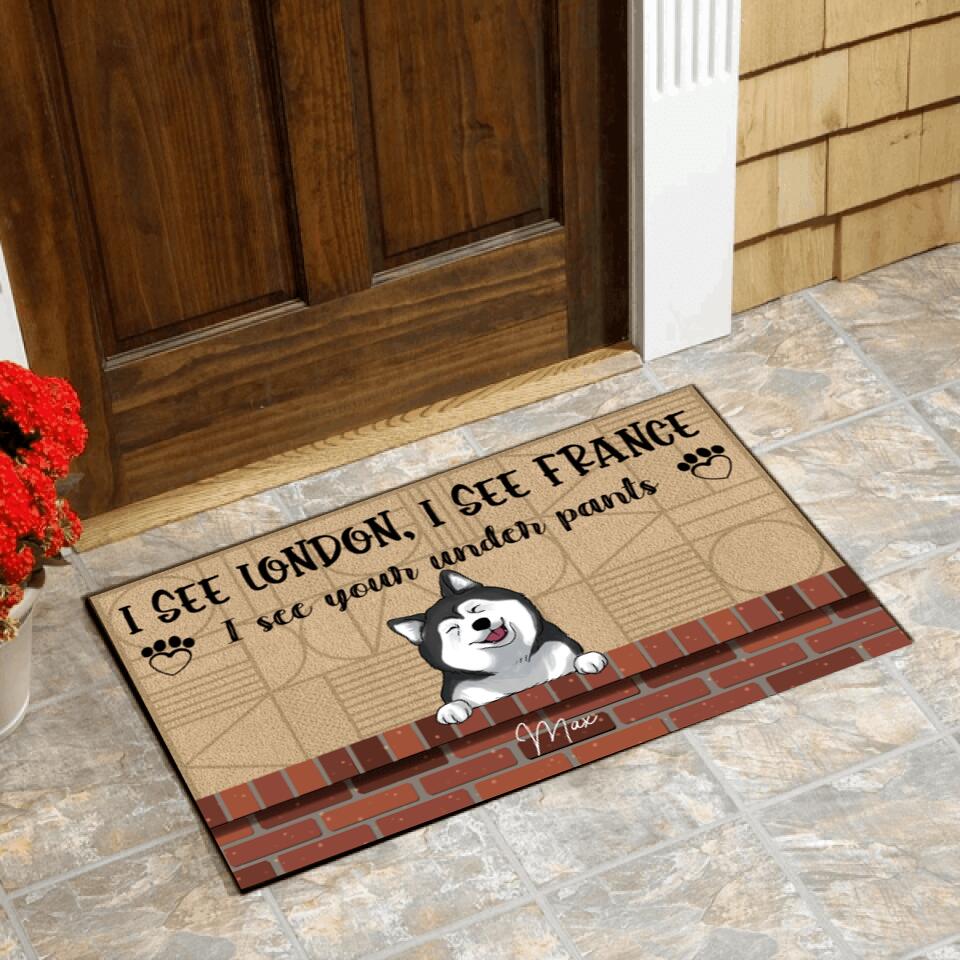I See London, I See France Funny Gift For Dog Lovers - Personalized Doormat