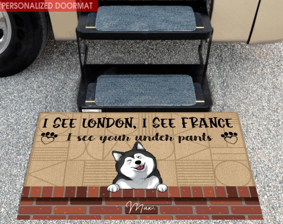 I See London, I See France Funny Gift For Dog Lovers - Personalized Doormat