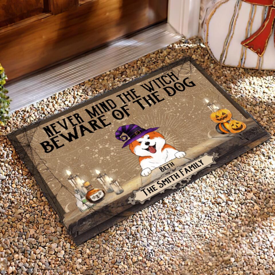 Never Mind The Witch Beware Of The Dogs - Personalized Doormat