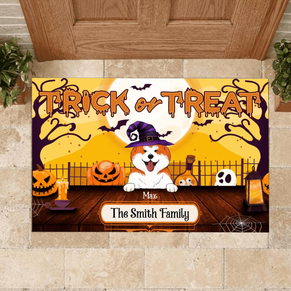 Trick Or Treat, Personalozed Dog Halloween - Personalized Doormat