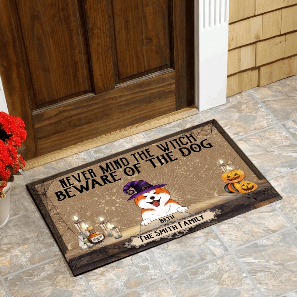 Never Mind The Witch Beware Of The Dogs - Personalized Doormat