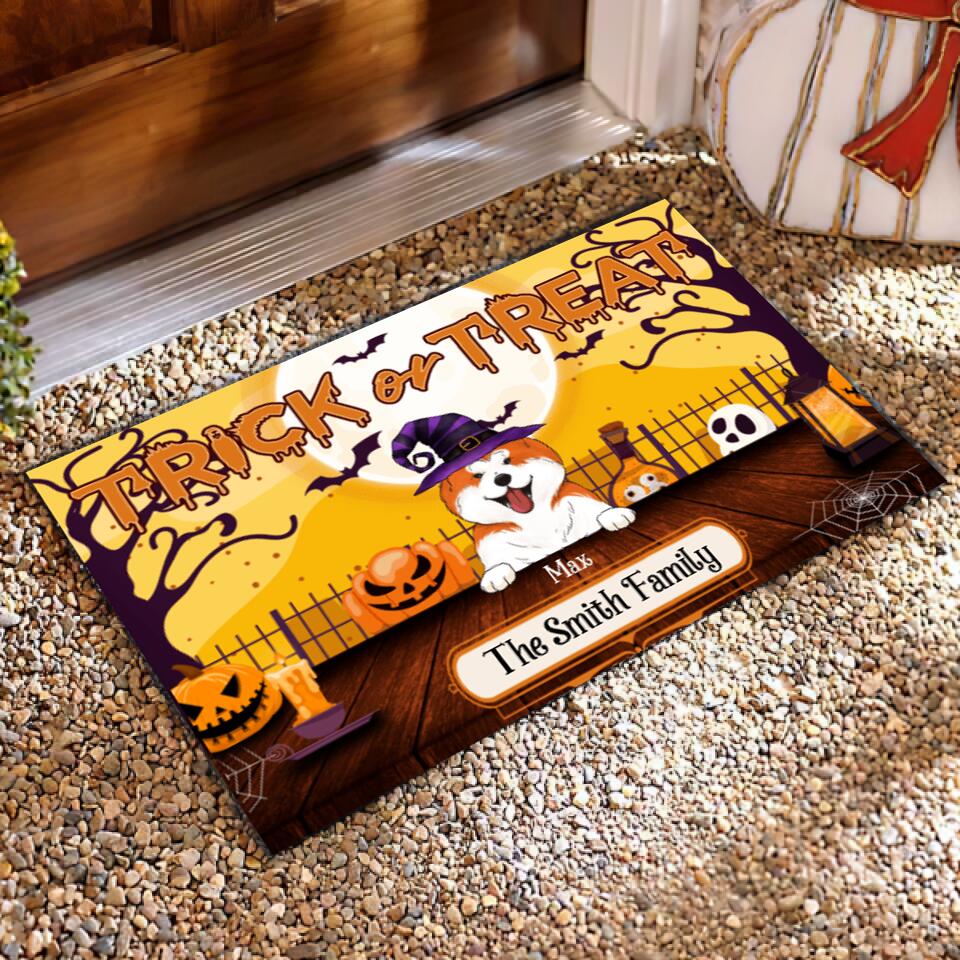 Trick Or Treat, Personalozed Dog Halloween - Personalized Doormat