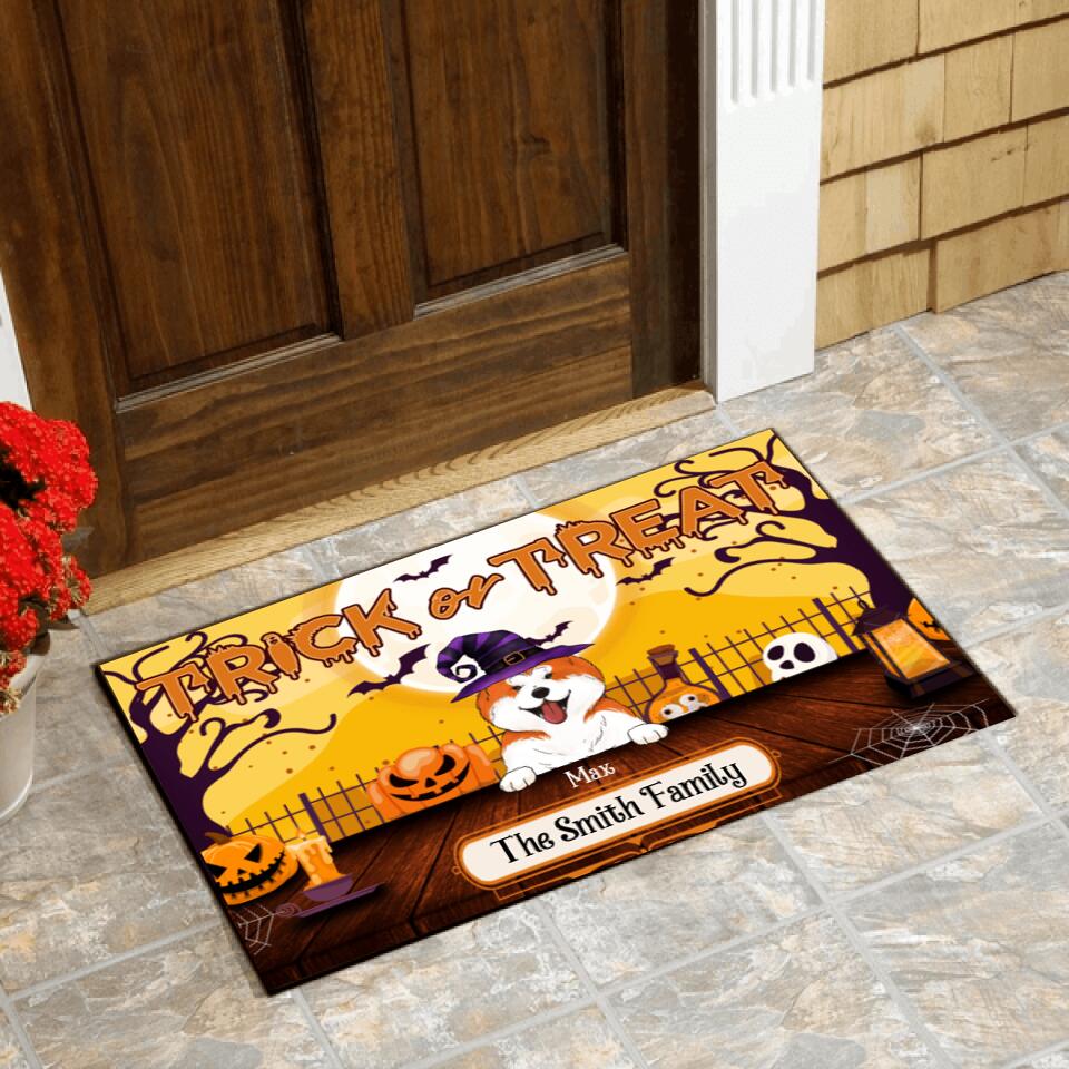 Trick Or Treat, Personalozed Dog Halloween - Personalized Doormat
