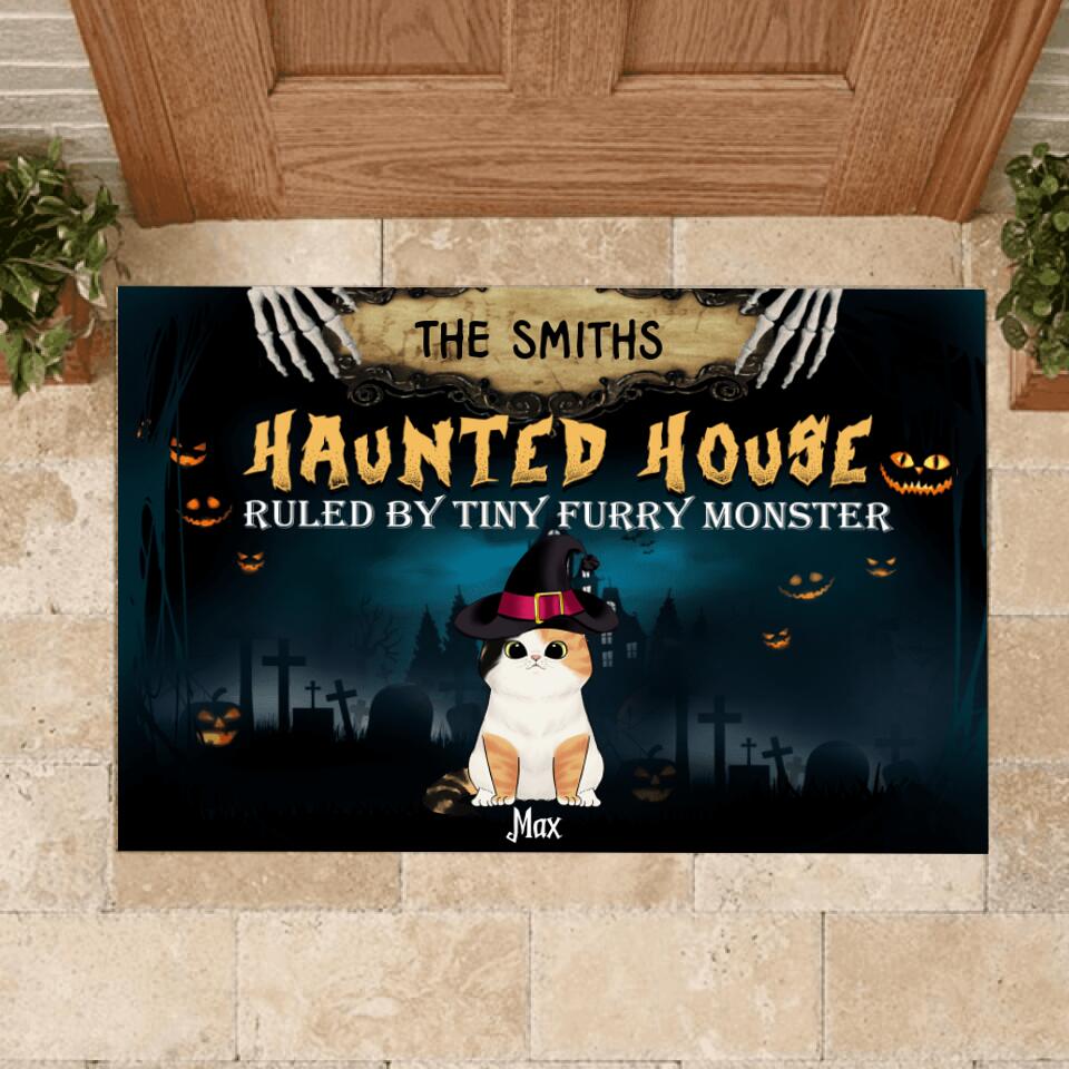 The Haunted House Ruled By Tiny Furry Monster - Personalized Doormat