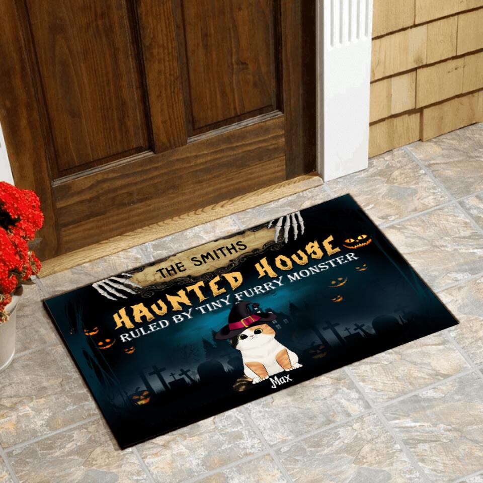 The Haunted House Ruled By Tiny Furry Monster - Personalized Doormat