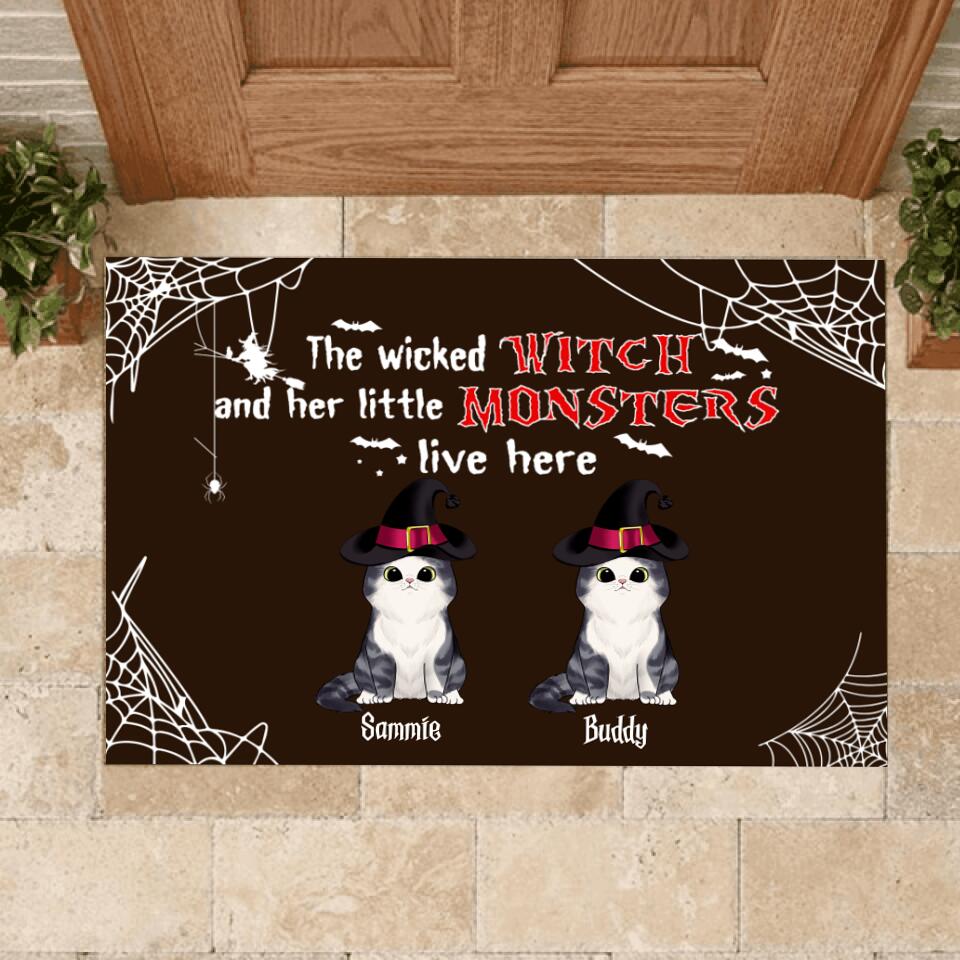 The Wicked Wich And Her Little Monsters Live Here - Personalized Doormat