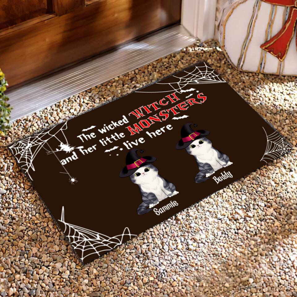 The Wicked Wich And Her Little Monsters Live Here - Personalized Doormat