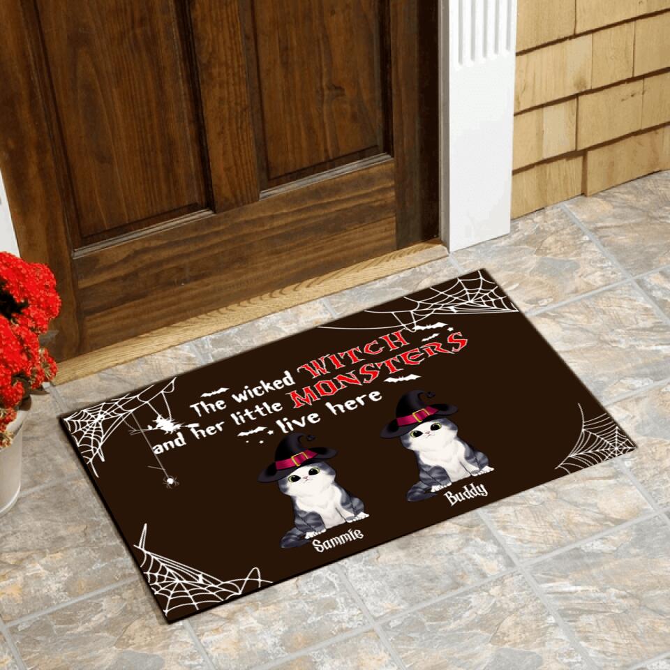 The Wicked Wich And Her Little Monsters Live Here - Personalized Doormat