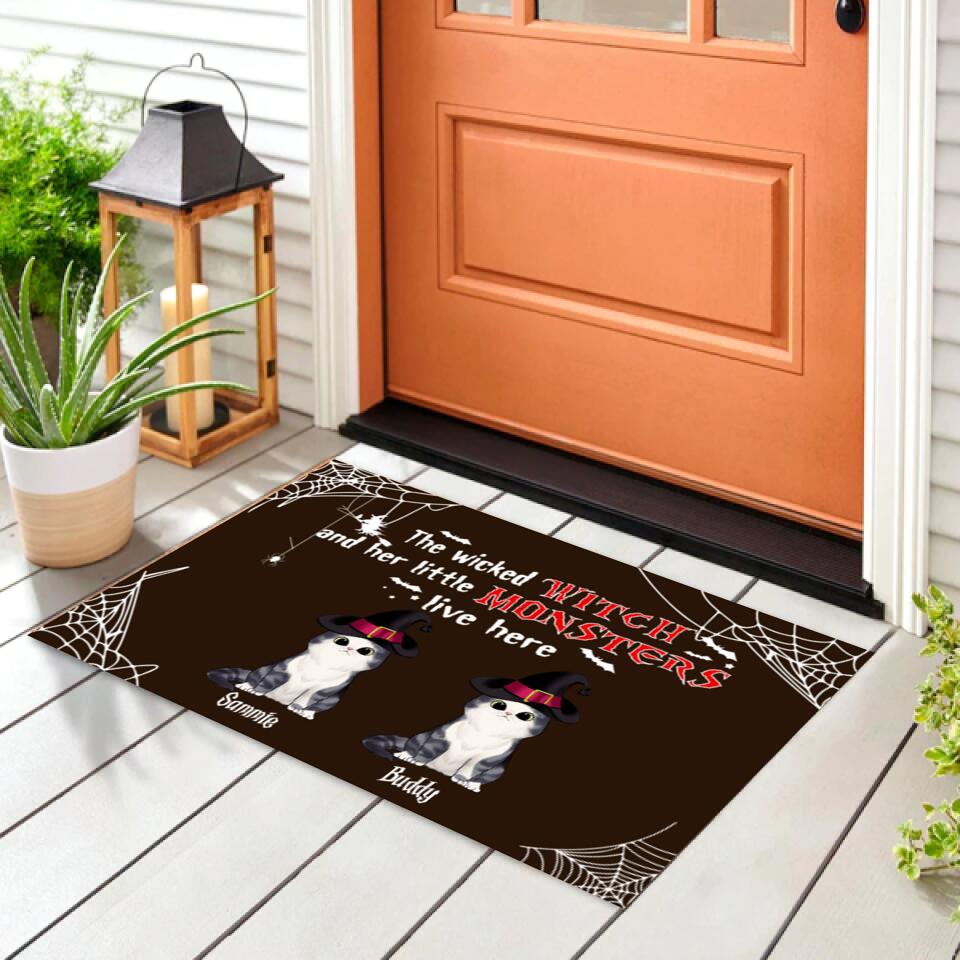 The Wicked Wich And Her Little Monsters Live Here - Personalized Doormat