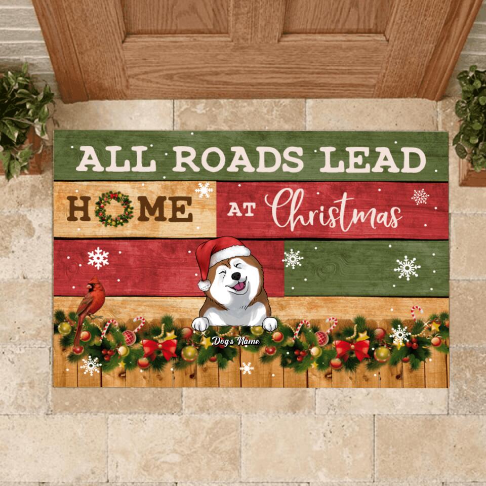 All Roads Lead Home At Christmas - Personalized Doormat