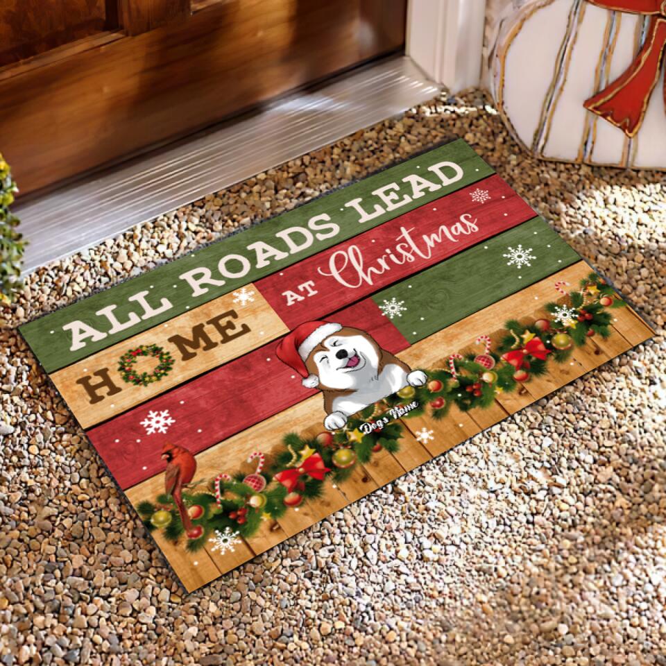 All Roads Lead Home At Christmas - Personalized Doormat