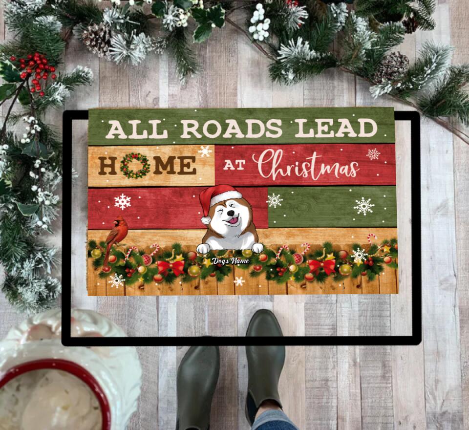 All Roads Lead Home At Christmas - Personalized Doormat