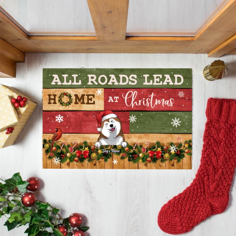 All Roads Lead Home At Christmas - Personalized Doormat