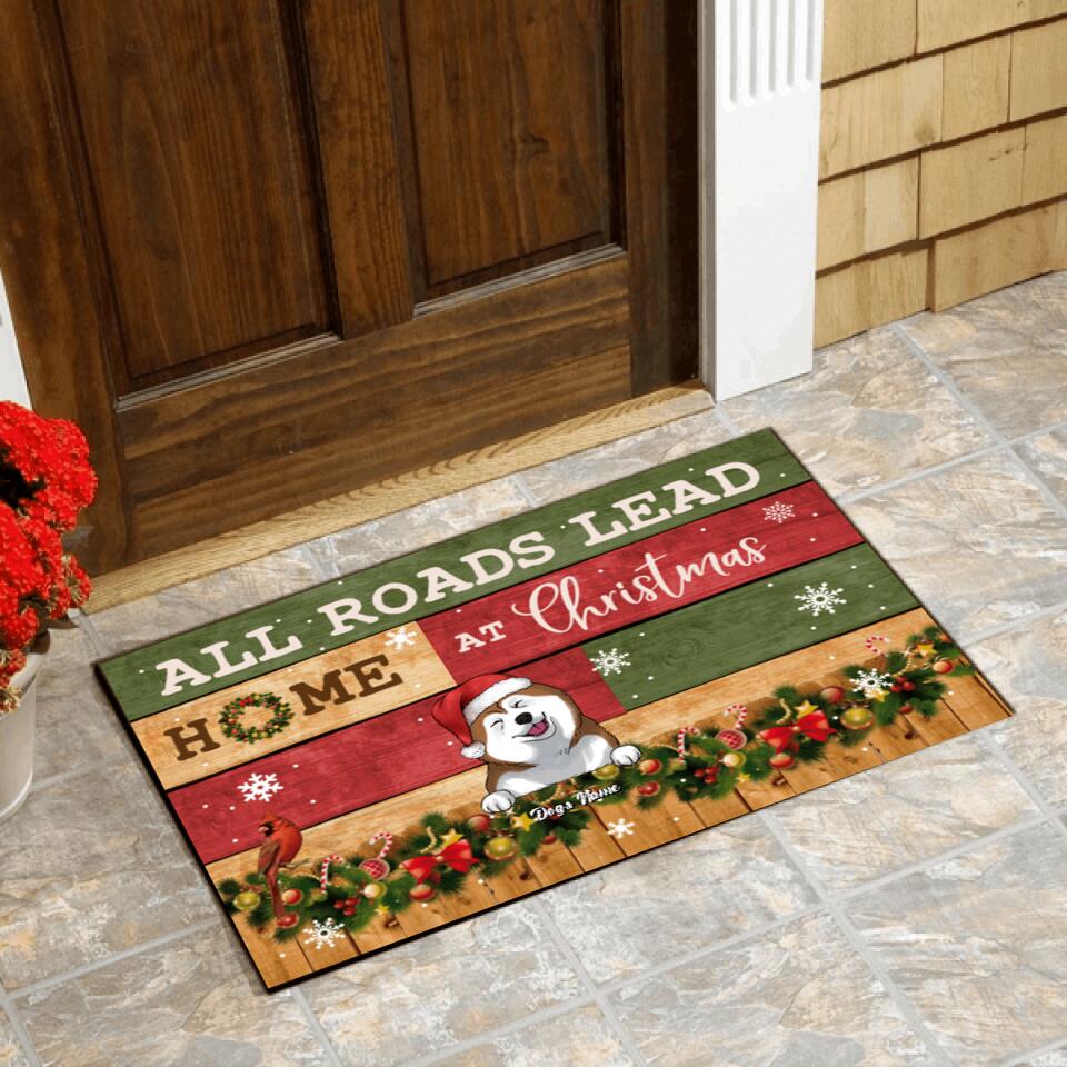 All Roads Lead Home At Christmas - Personalized Doormat
