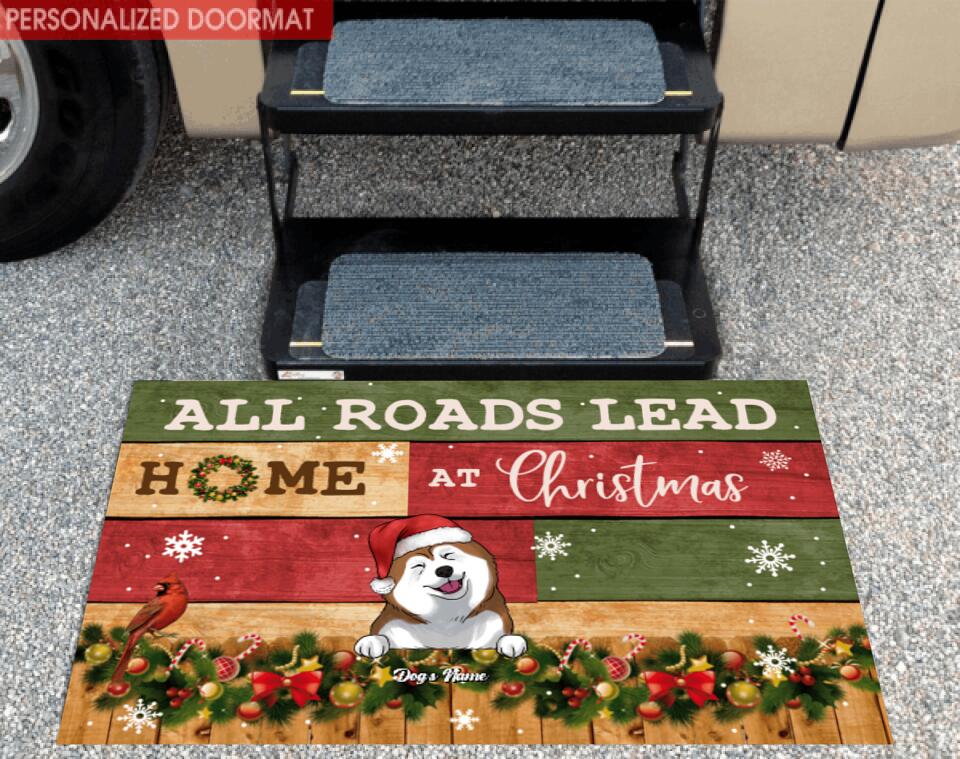 All Roads Lead Home At Christmas - Personalized Doormat