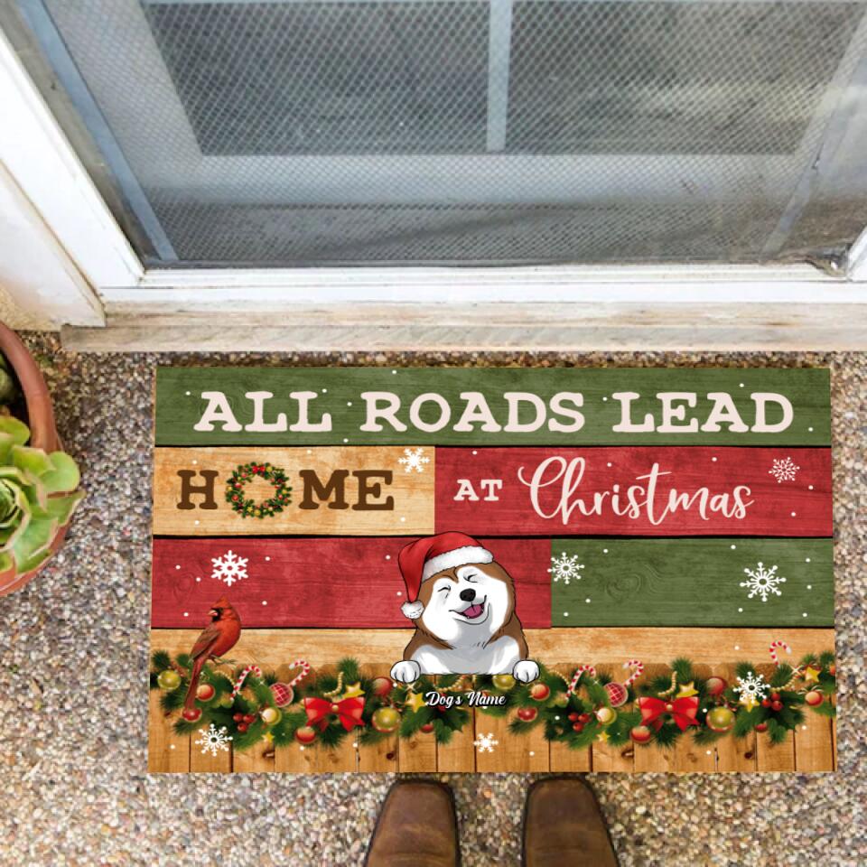 All Roads Lead Home At Christmas - Personalized Doormat