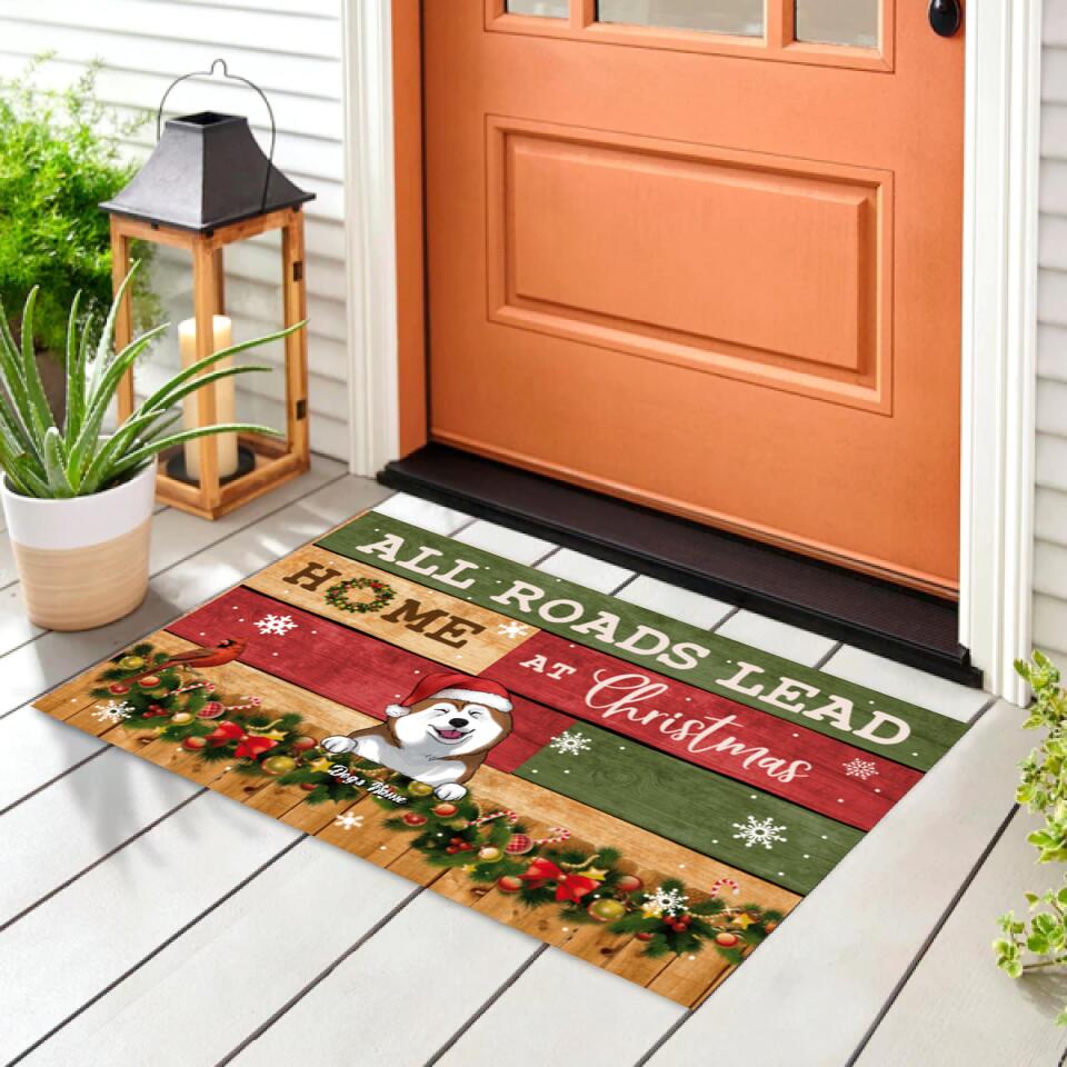 All Roads Lead Home At Christmas - Personalized Doormat