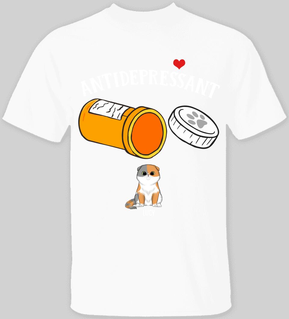 Antidepressant - Personalized T- Shirt, Gift For Cat Lovers