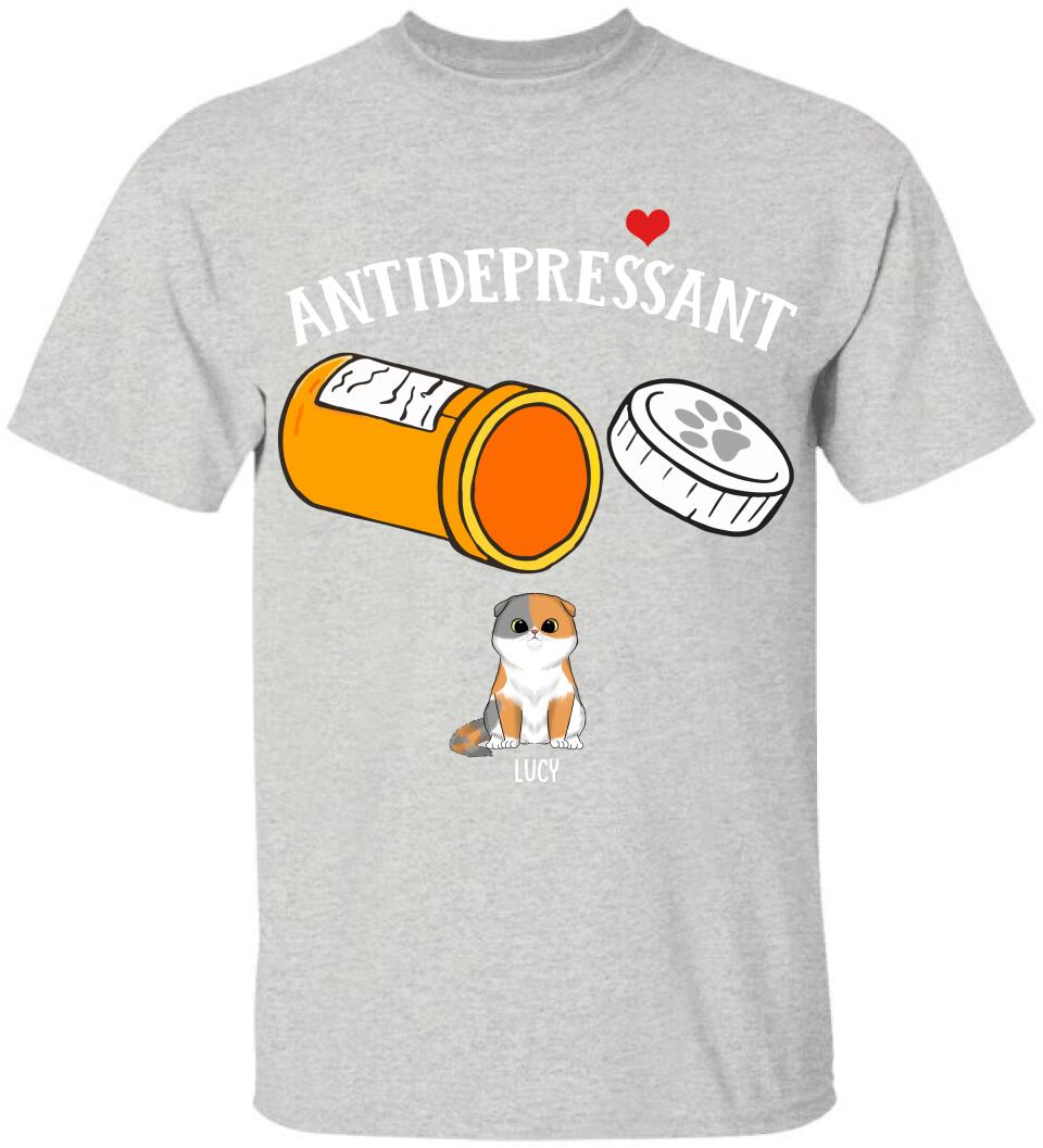 Antidepressant - Personalized T- Shirt, Gift For Cat Lovers
