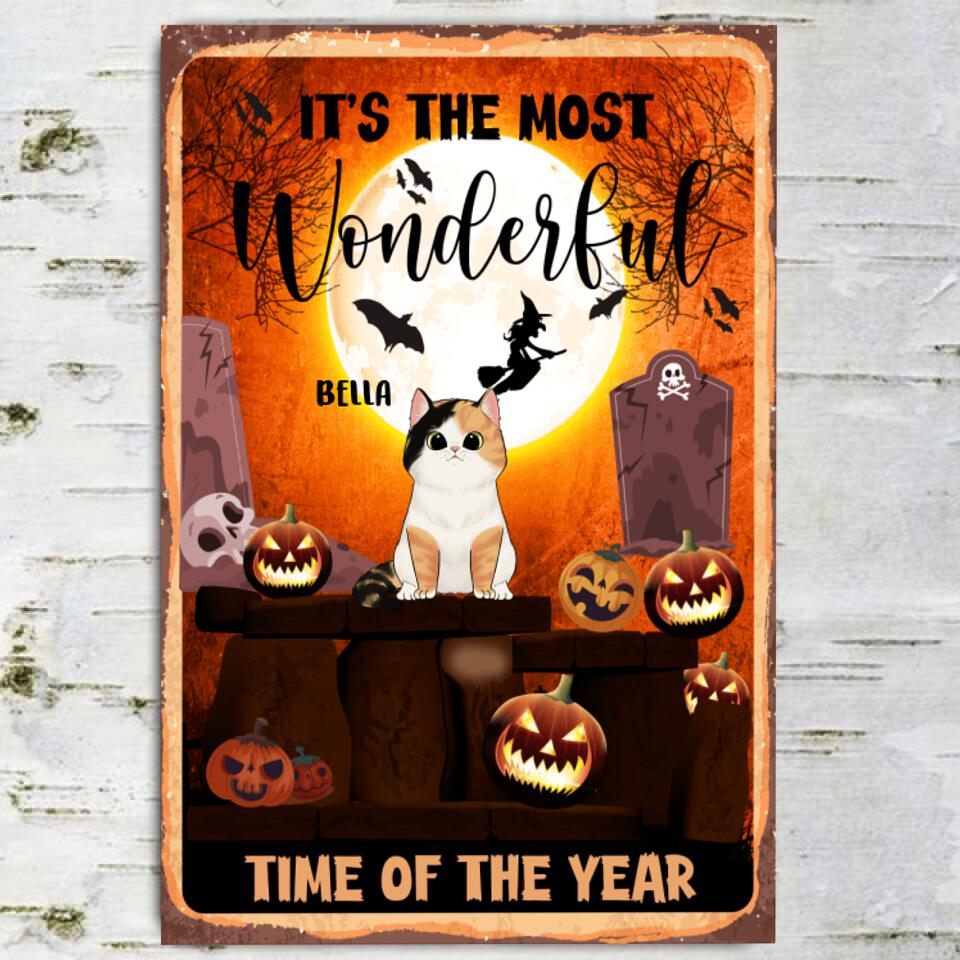 Its The Most Wonderful Time Of The Year Halloween With Cats - Personalized Metal sign