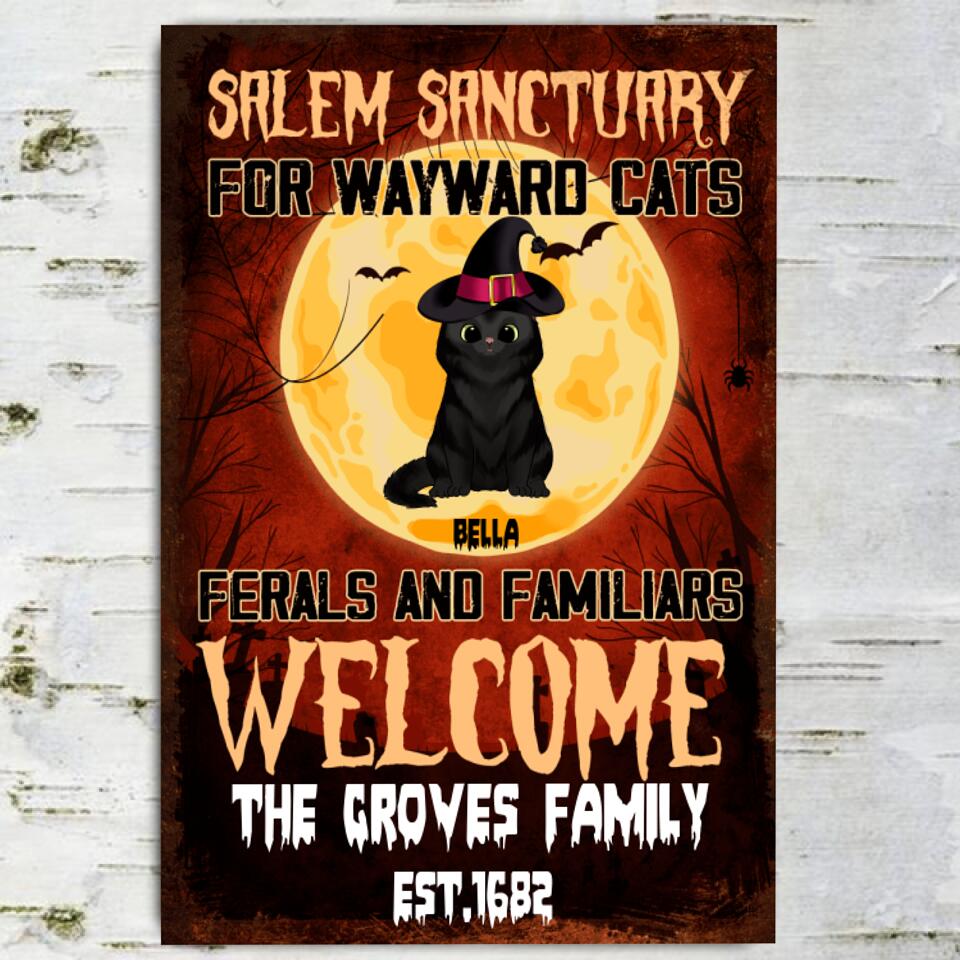 SALEM SANCTUARY FOR WAYWARD CATS HALLOWEEN - Personalized Metal sign