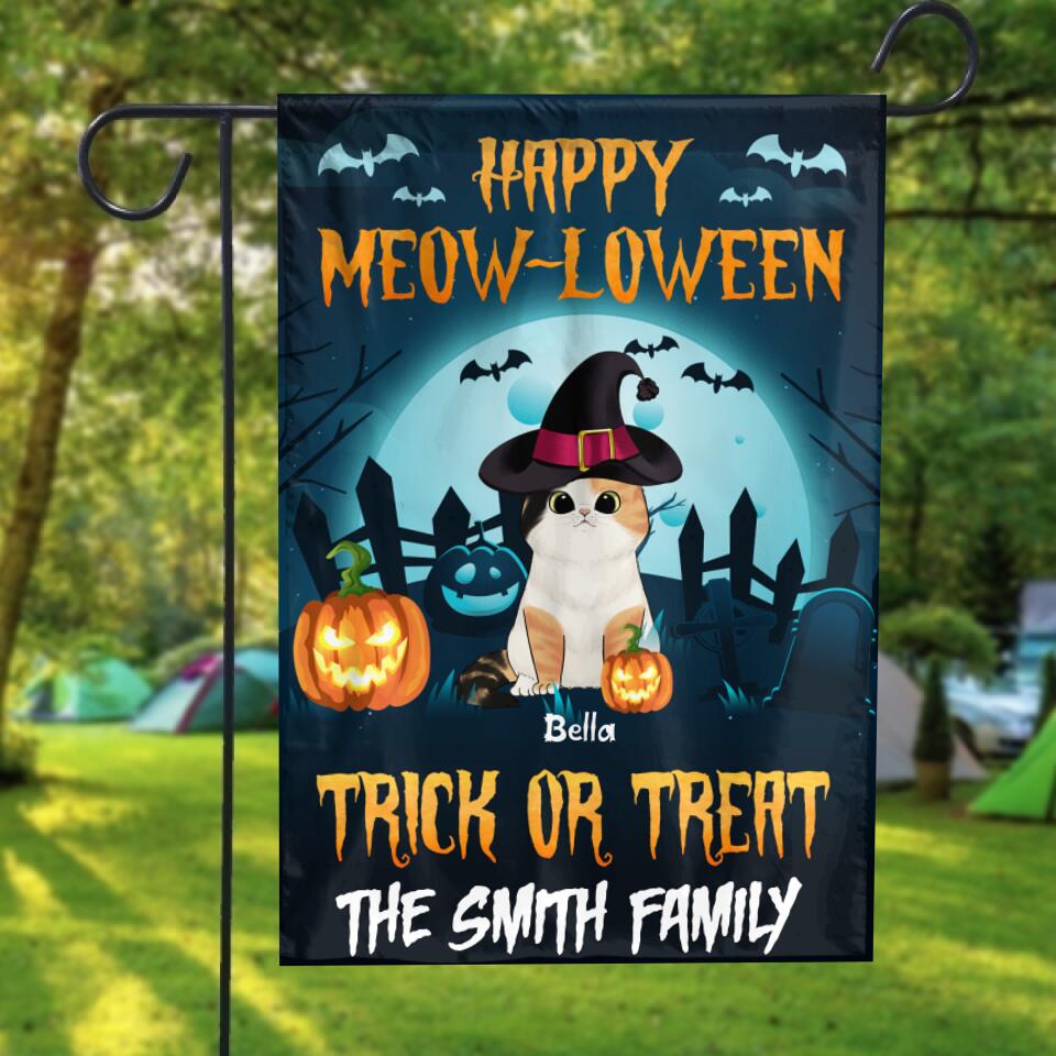 Happy Meow-loween, Trick Or Treat - Personalized Flag