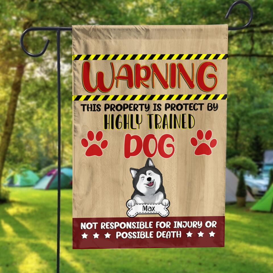 Warning This Property Is Protected By Dogs - Personalized Flag