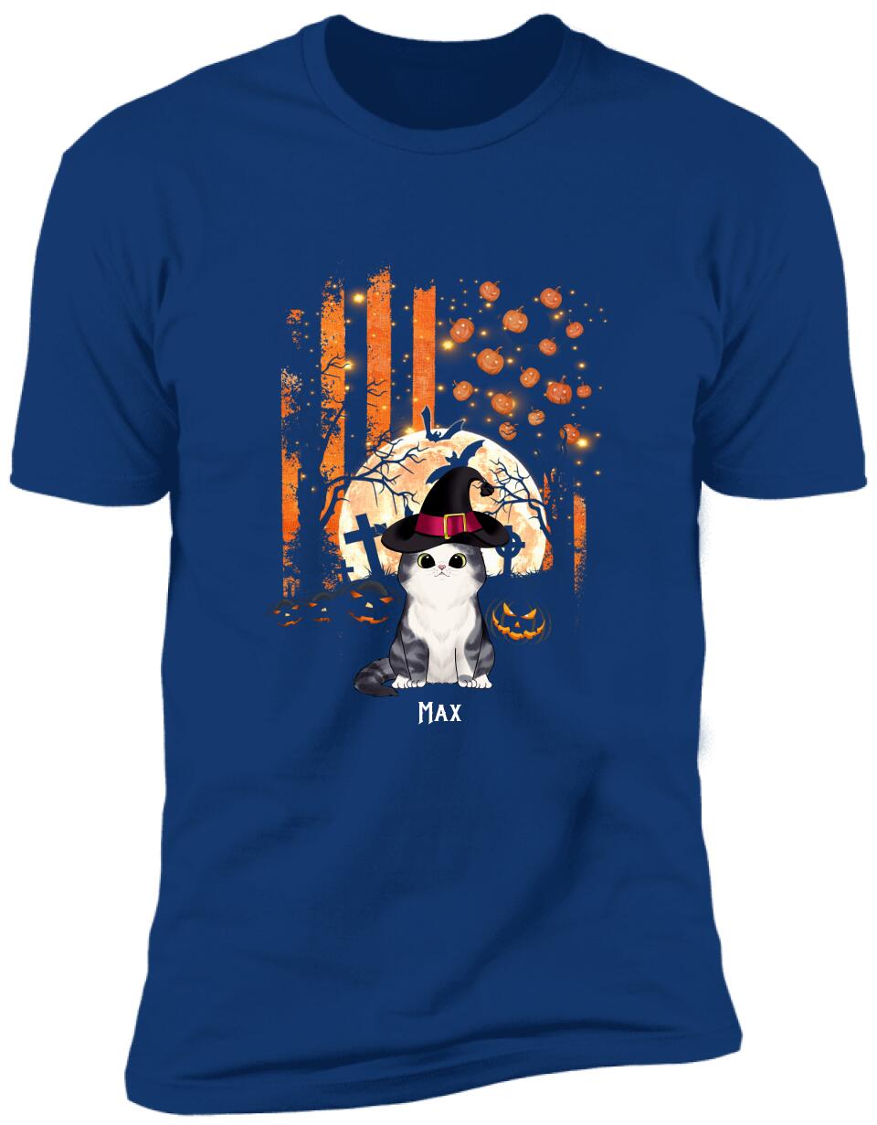 Cat Halloween USA Flag Style - Personalized T-Shirt