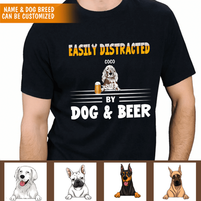 Easily Distracted By Dogs & Beer - Personalized T-shirt
