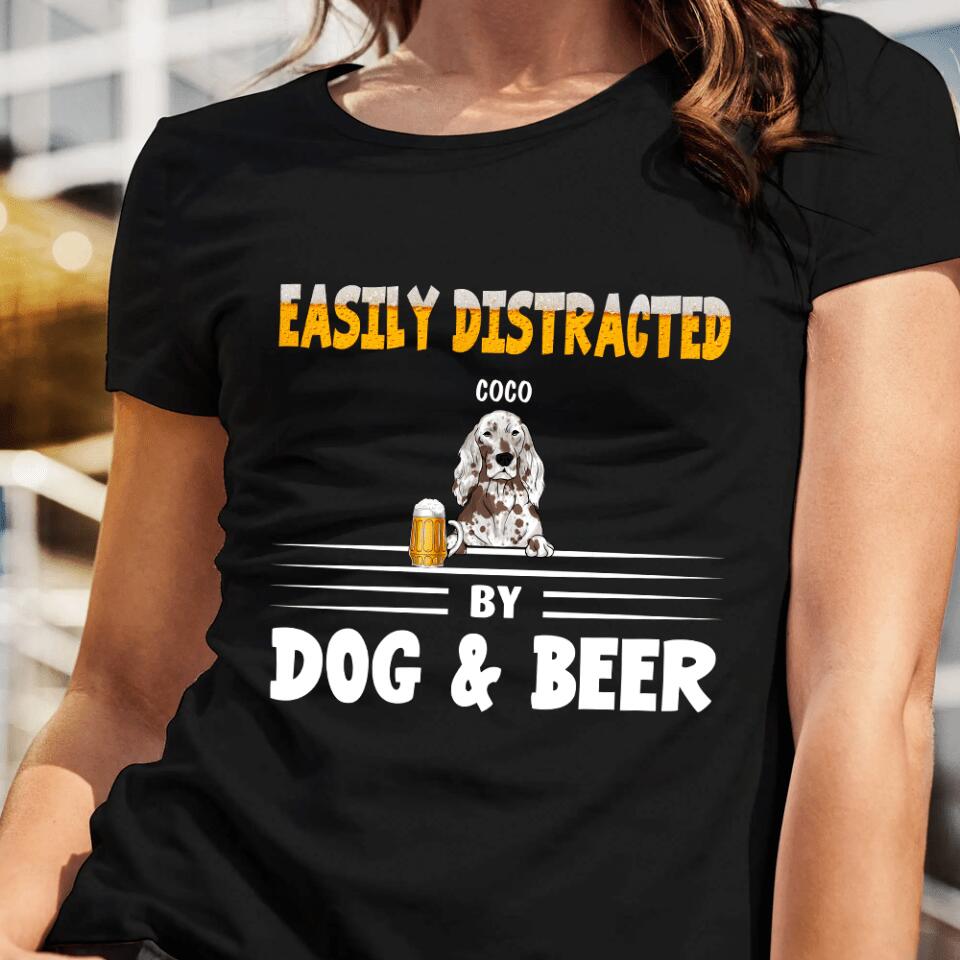 Easily Distracted By Dogs & Beer - Personalized T-shirt
