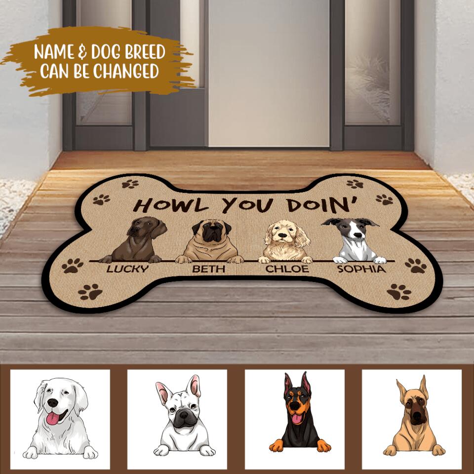 Howl You Doin' - Personalized Bone Shaped Doormat