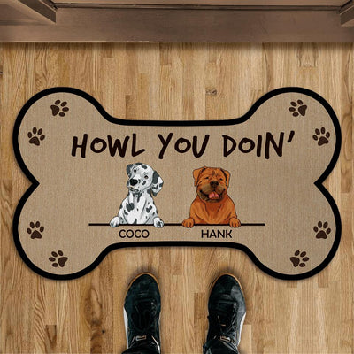 Howl You Doin' - Personalized Bone Shaped Doormat