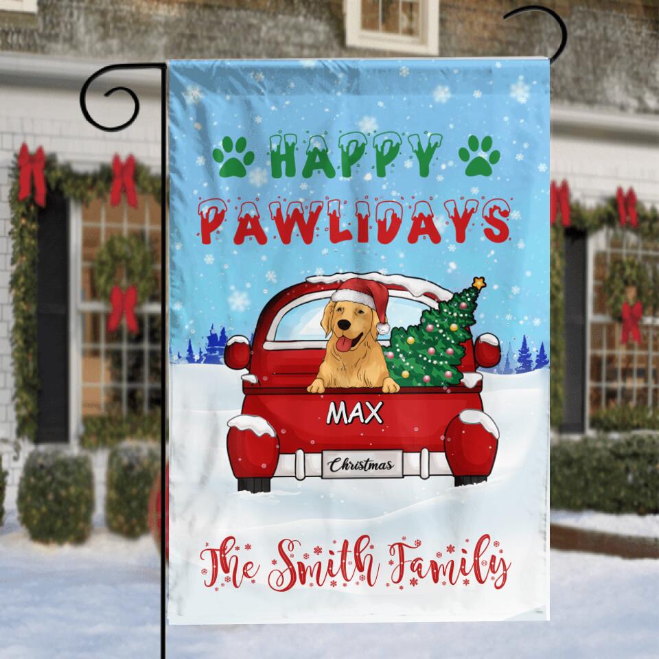 Happy Pawlidays, Custom Dog Christmas - Personalized Garden Flag