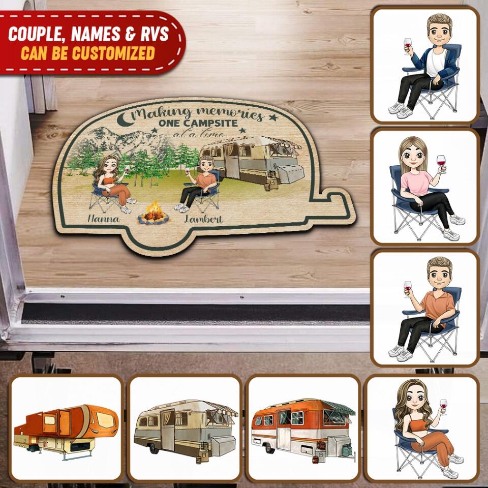 Making Memories One Camping At A Time - Personalized Door Mat Custom Shape