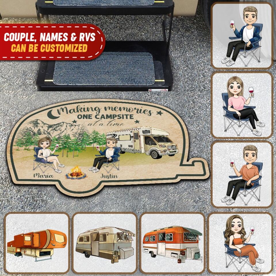 Making Memories One Camping At A Time - Personalized Door Mat Custom Shape