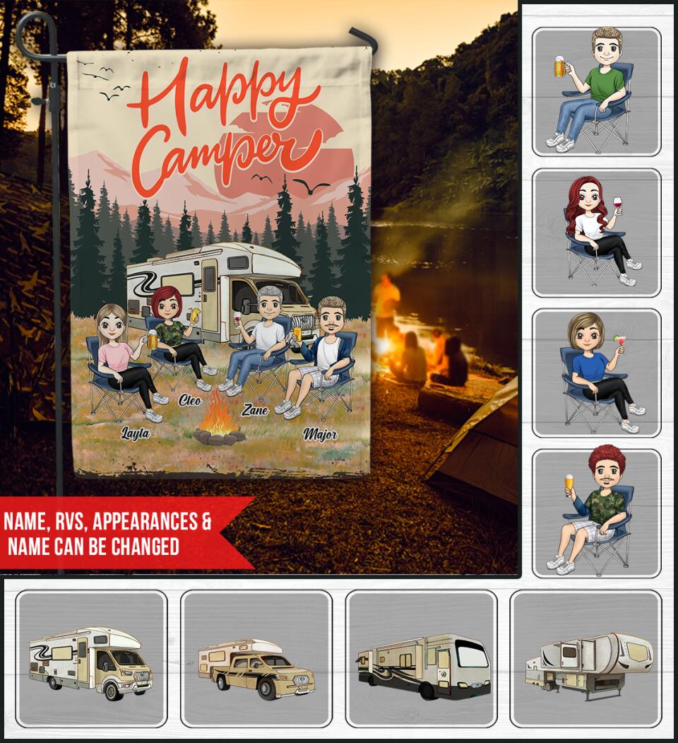Happy Camper - Personalized Garden Flag