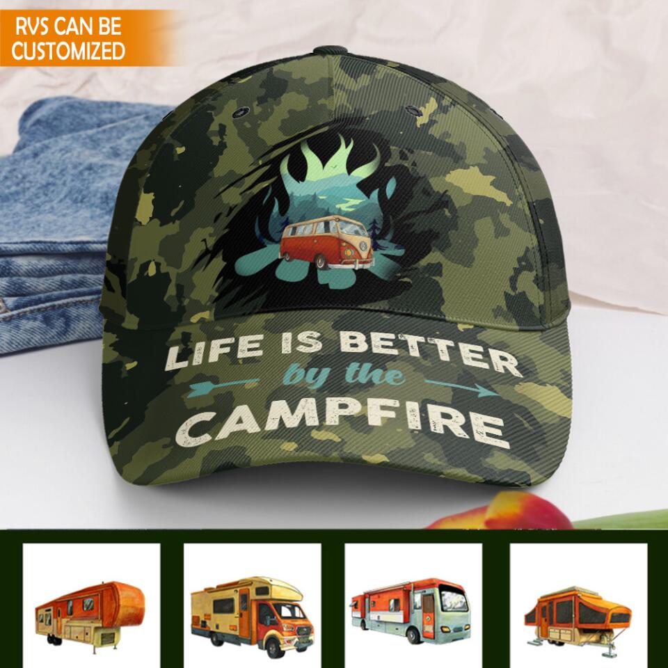 Life Is Better By The Campfire, Personalized Hat For Campers