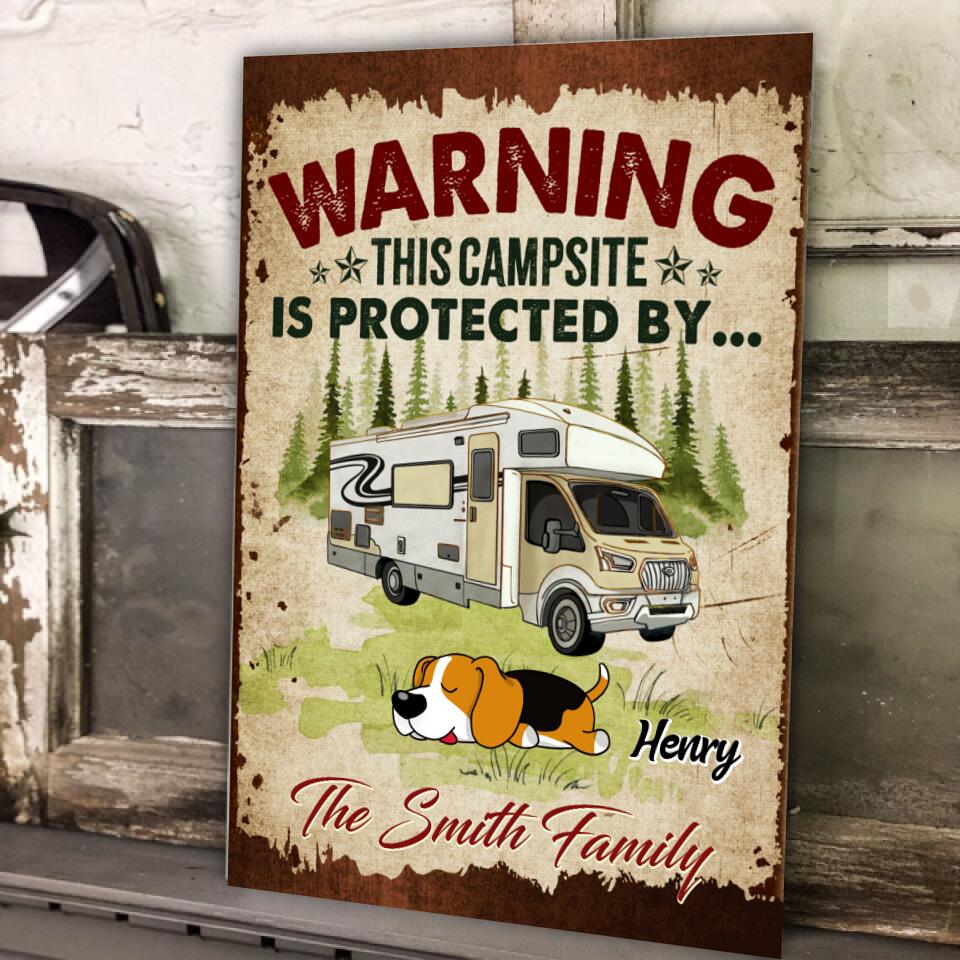Warning This Campsite Is Protected By - Personalized Metal Sign