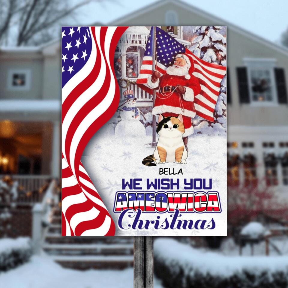 We Wish You Ameowica Christmas Personalized Cat Christmas - Metal Sign