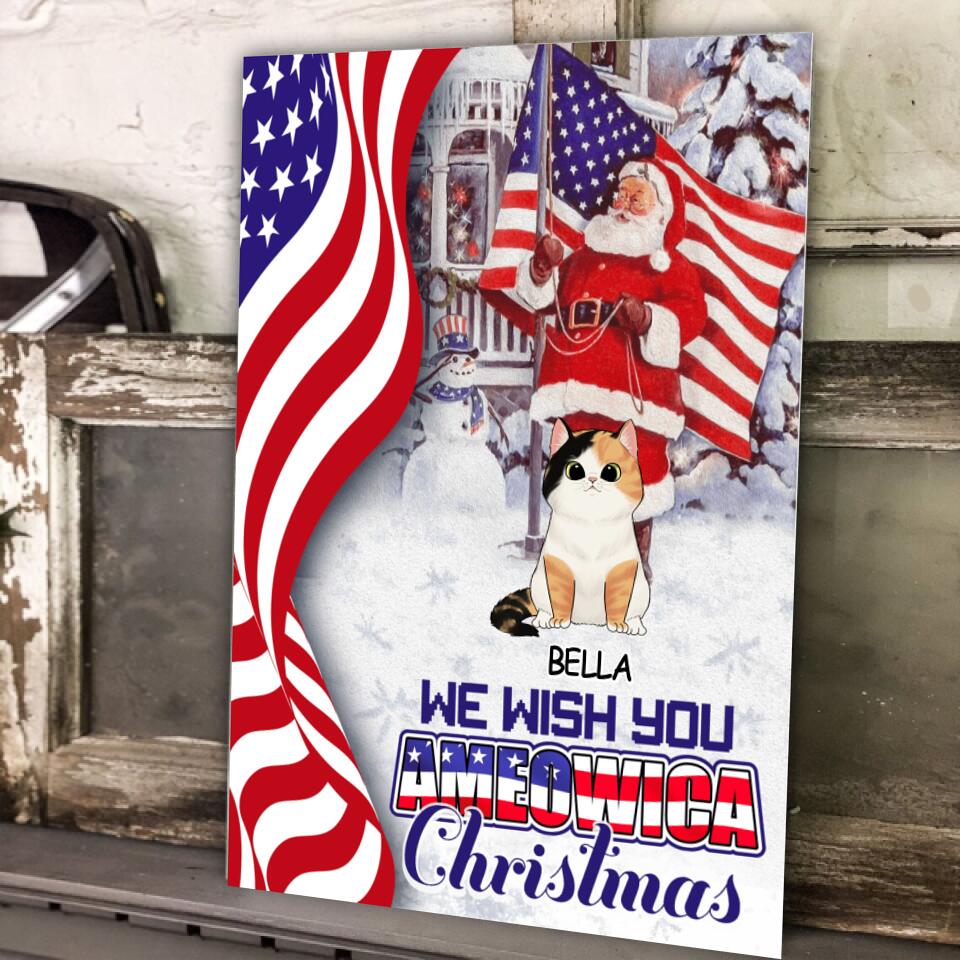 We Wish You Ameowica Christmas Personalized Cat Christmas - Metal Sign