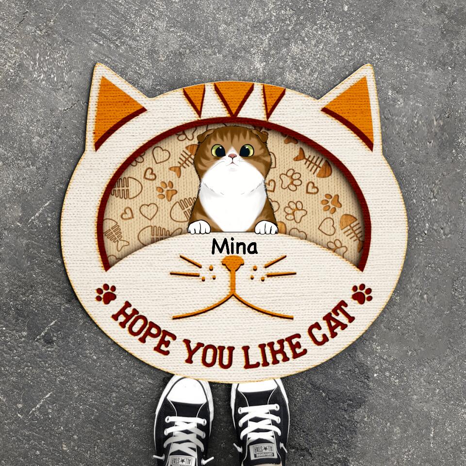 Hope You Like Cats - Personalized Cat Face Shaped Doormat, For Cat Lovers