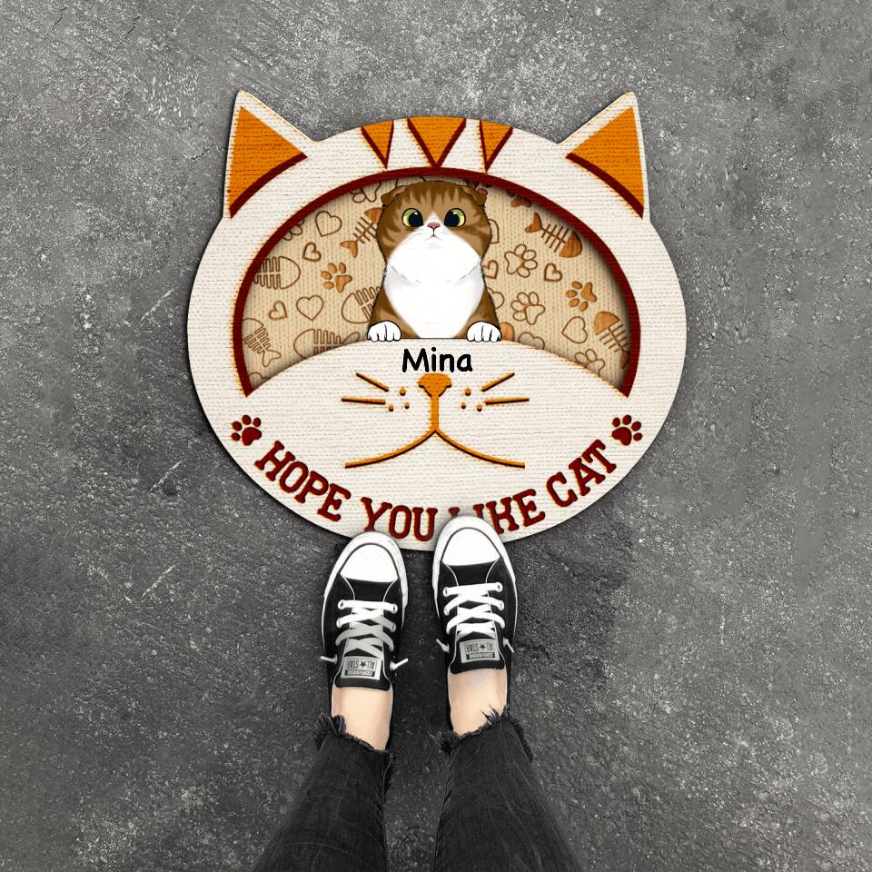 Hope You Like Cats - Personalized Cat Face Shaped Doormat, For Cat Lovers